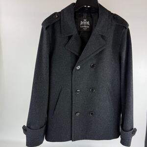 Express Pea Coat Woman's LG Dark Gray Wool Blend Double Breasted